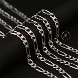 · Lot Of 5 Figaro 7 mm Chains In .925 Sterling Silver Diamond Cut 20" | 149.7g